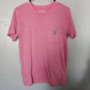 Carhartt Boys Large 14/16 Short Sleeve Bright Pink Pocket Tee Shirt